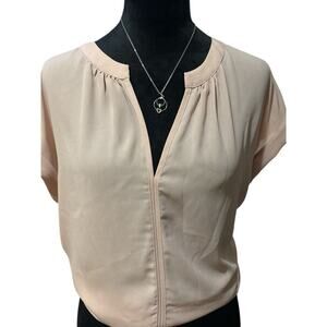 Philosophy Pink Blush V-Neck Blouse L EUC